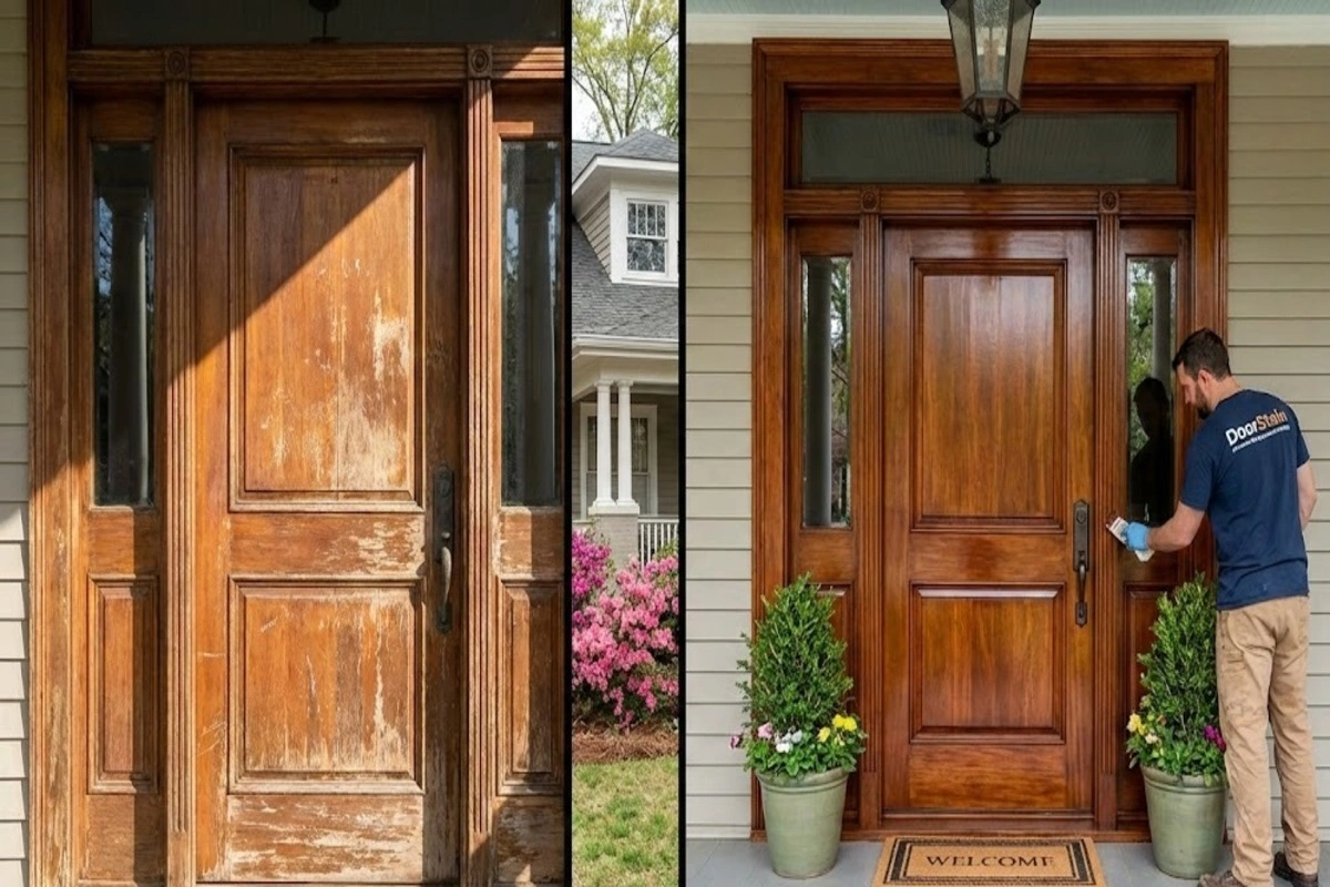 Wood door refinishing Atlanta