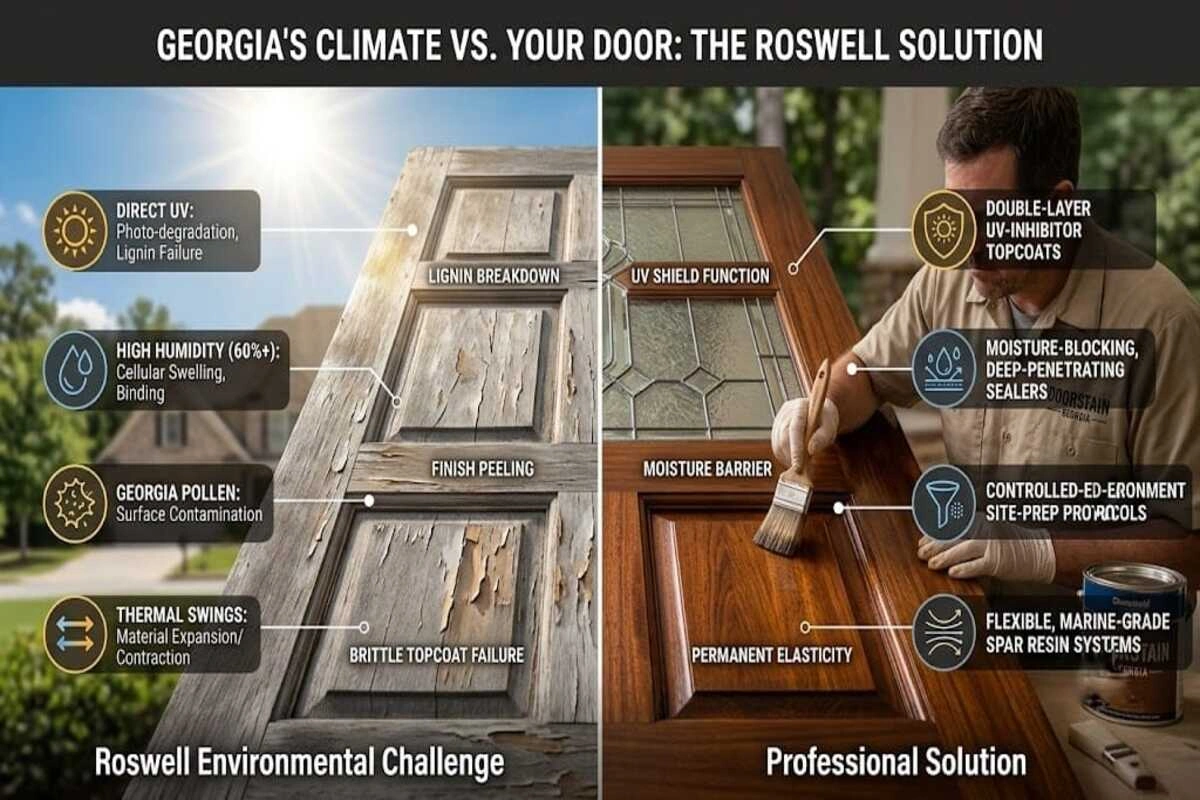 The effect of climate of Roswell on door