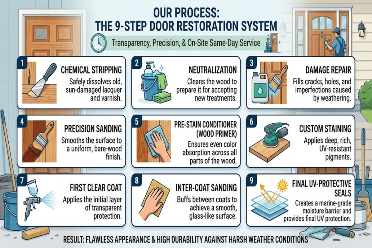 Door refinishing process steps