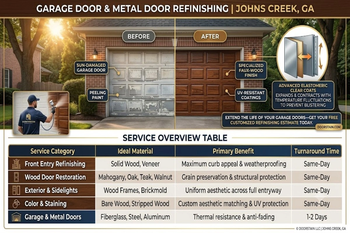 Garage door refinishing Johns Creek