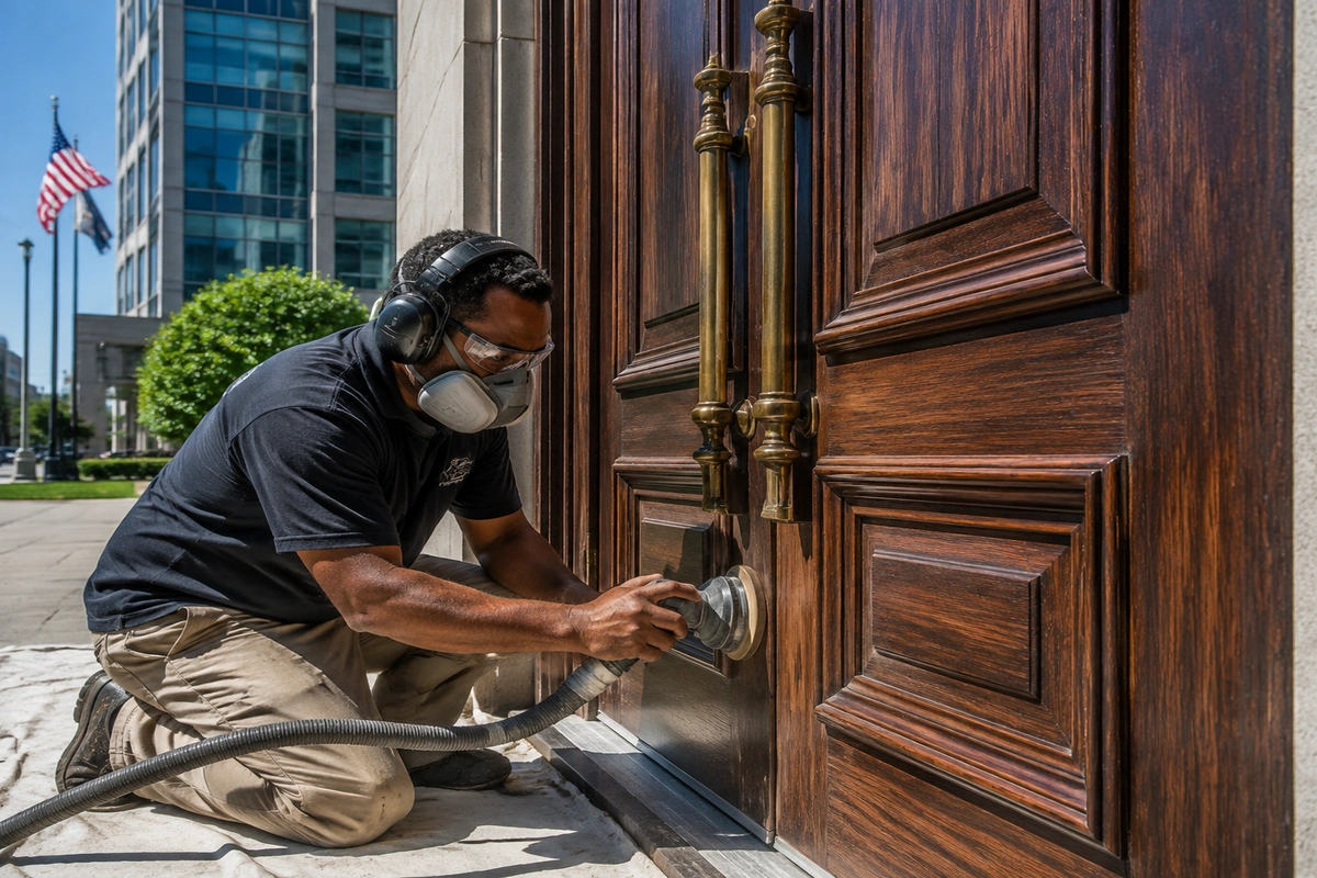 commercial door refinishing