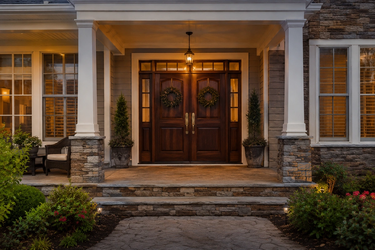 Completed double door refinishing in Snellville, Georgia
