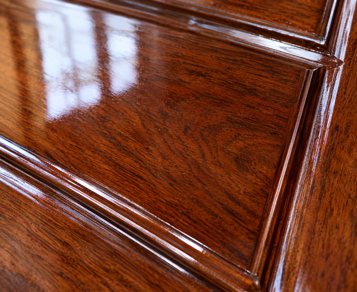 Door refinishing Bonanza GA marine-grade sealant finish close-up