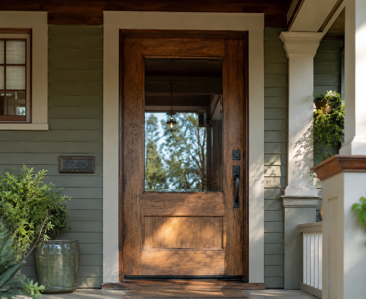 Door refinishing Virginia-Highland Craftsman bungalow front door