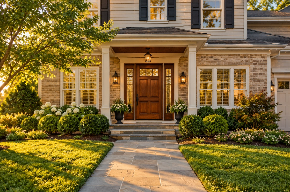 Refinished mahogany front door on a Grayson Georgia home