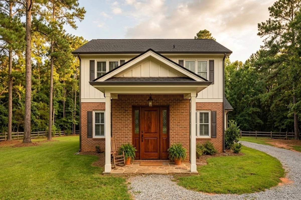 Door refinishing Walnut Grove GA, refinished mahogany front door on a Walton County home.